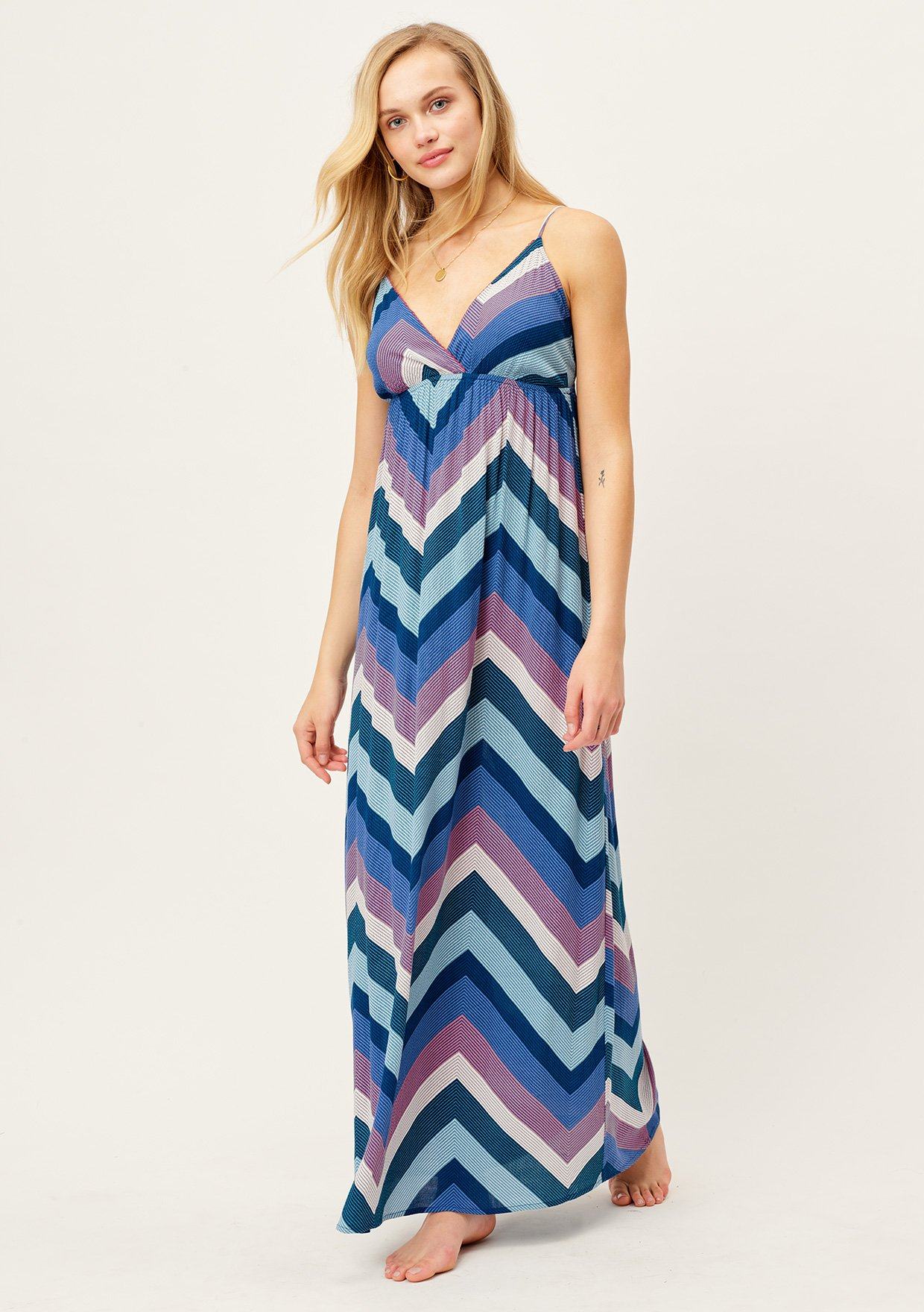 Cute Slimming Chevron Stripe Maxi Dress ...